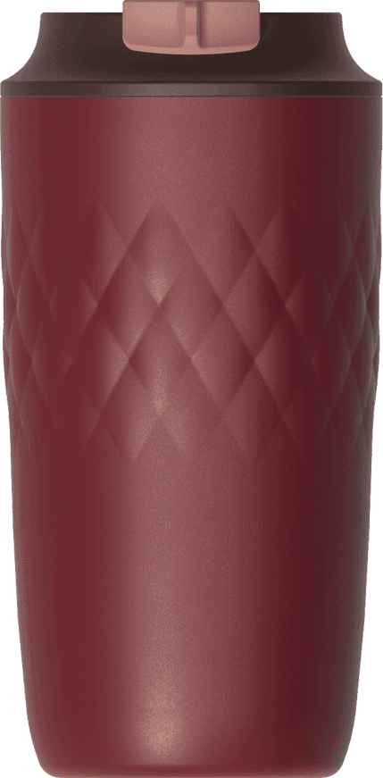 Textured tumbler in maroon, front view