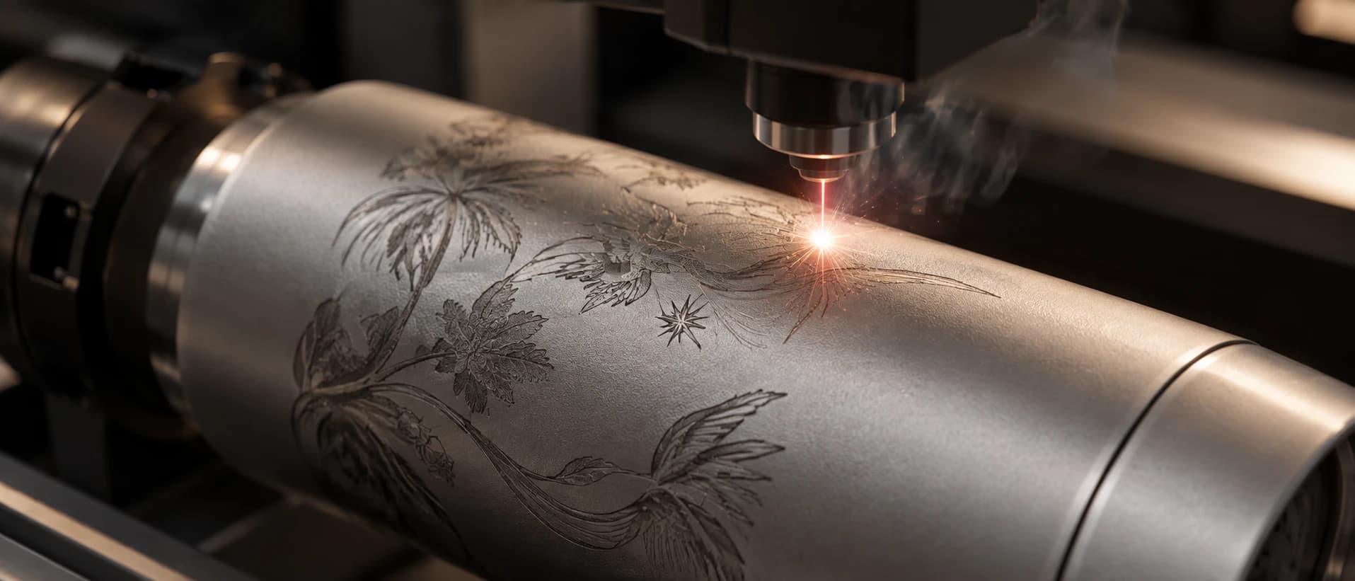 Concept illustration of a patterned vessel during laser engraving